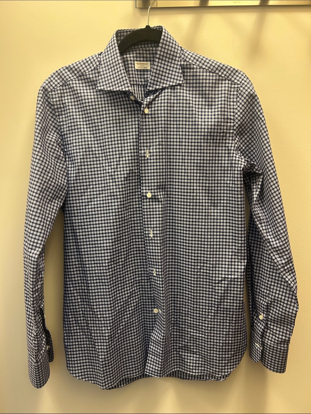 Rubinacci Napoli Blue Gingham Cotton Dress Shirt